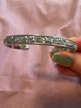 Luca + Danni Silver Crystal Pavé Open Cuff Bracelet